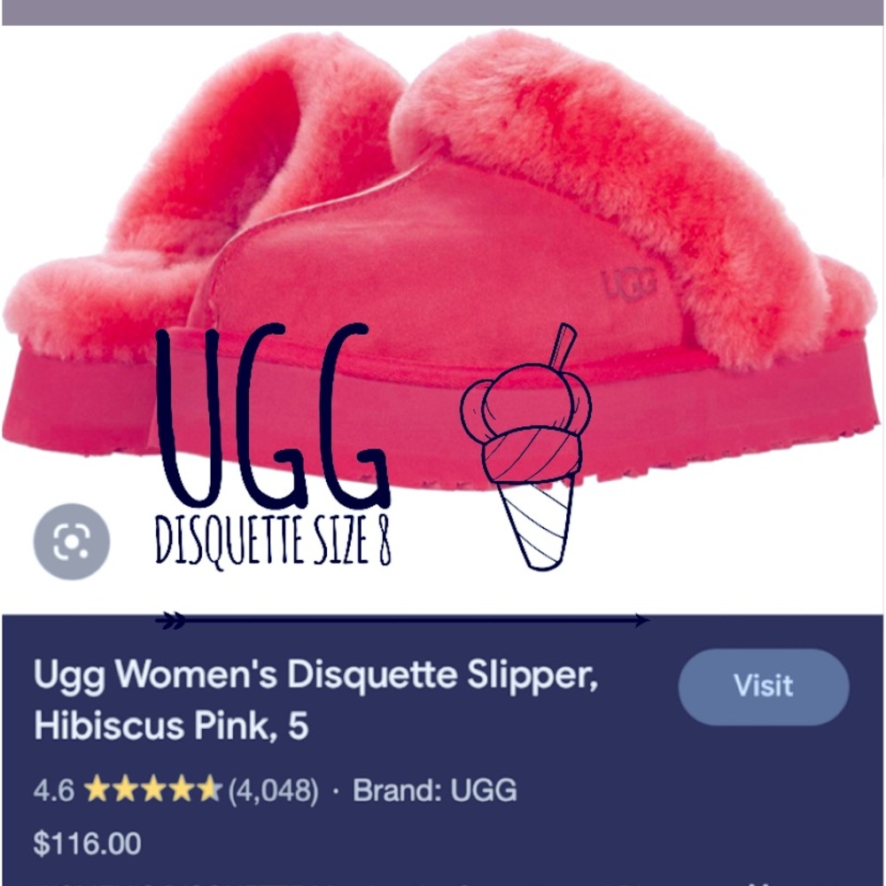 Ugg Disquette Slippers in Hibiscus size 8 NIB from Amazon